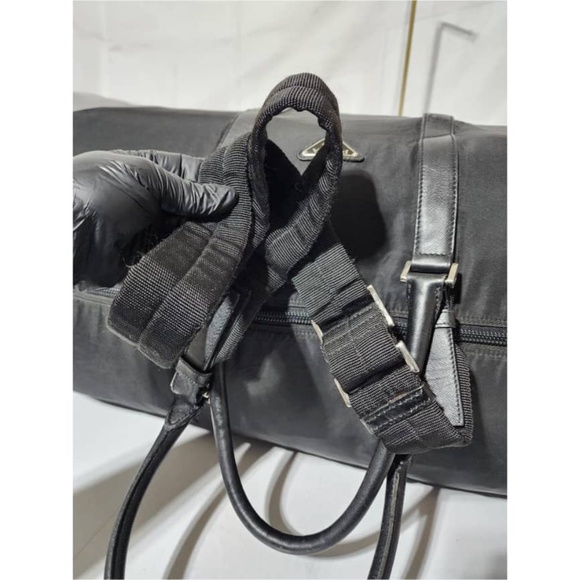 Authentic Prada Saffiano-Trimmed Tessuto Nylon Duffle Bag Black 60cm - Picture 7 of 15
